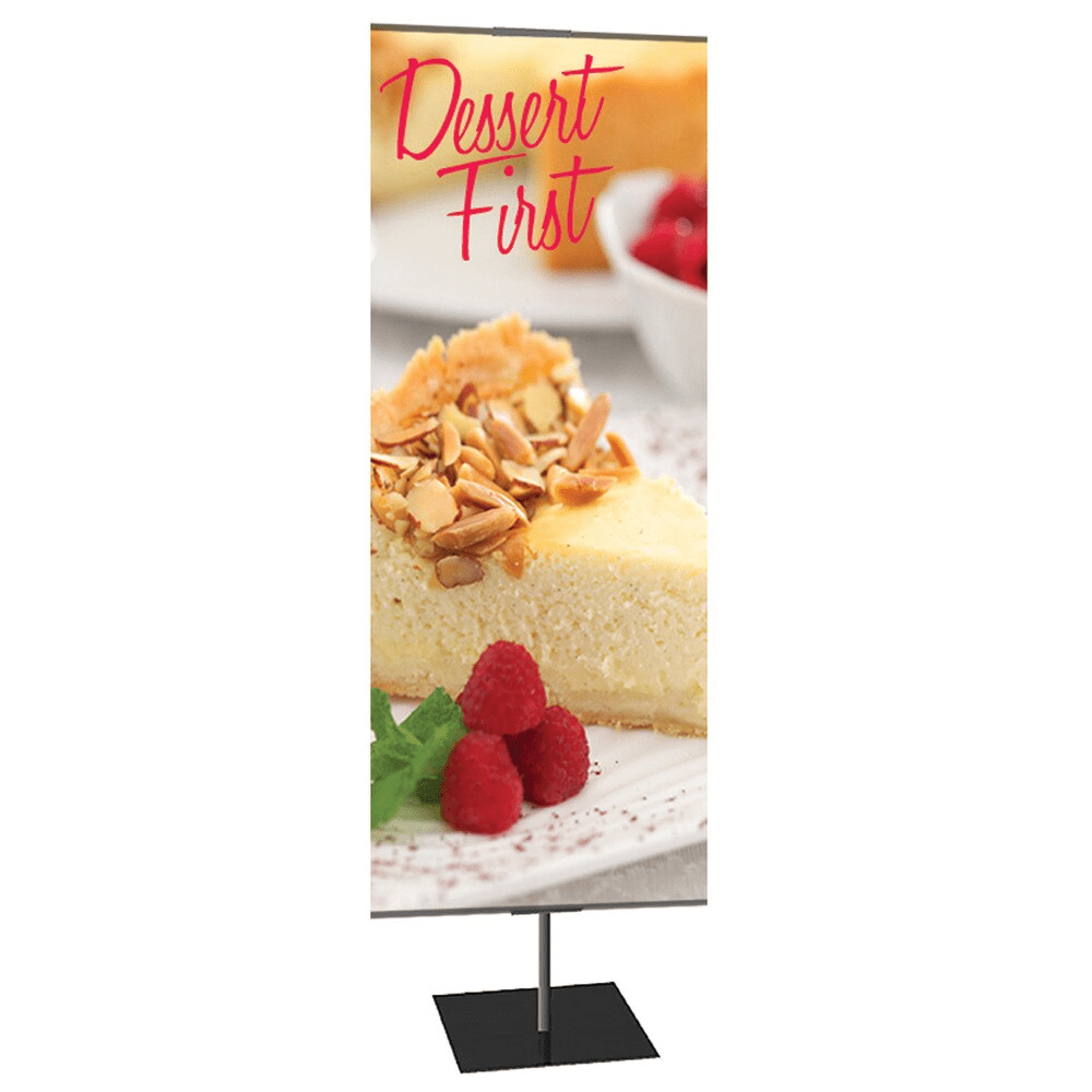 24 x 48 in. Medium Classic Banner Stand Silver Square Base