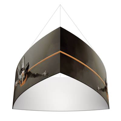 12ft x 5ft Formulate Master 3D Hanging Structure Shield - Convex Triangle Single-Sided w/ Open Bottom (Graphic Only)