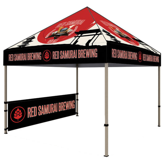 ONE CHOICE® 10' Steel Canopy Tent Half Wall with Rail - Double-Sided Custom Dye-Sub Print with Black Trim