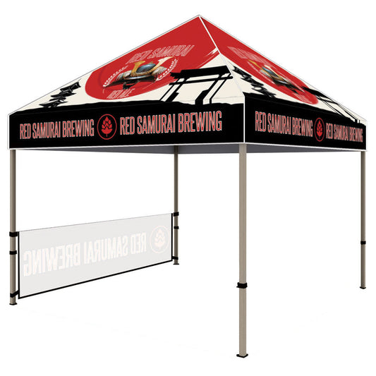 NE CHOICE® 10' Steel Canopy Tent Half Wall with Rail - Single-Sided Custom Dye-Sub Print with White Trim