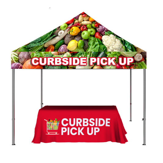 ONE CHOICE® Kit 3: 10ft Canopy Tent and 6ft Table Throw - Essential Event Display Bundle