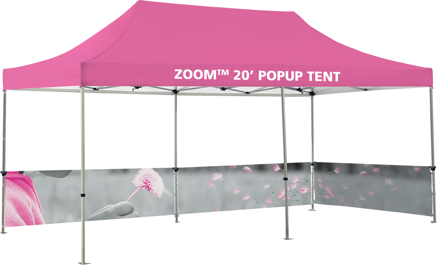 20ft x 10ft Zoom Standard Popup Tent Half Wall Custom Printed Double-Sided (Half Wall Graphic Only)